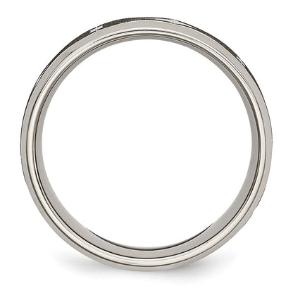 Titanium Brushed & Polished Laser Design 8mm Beveled Edge Band (Size 12.5 Only)