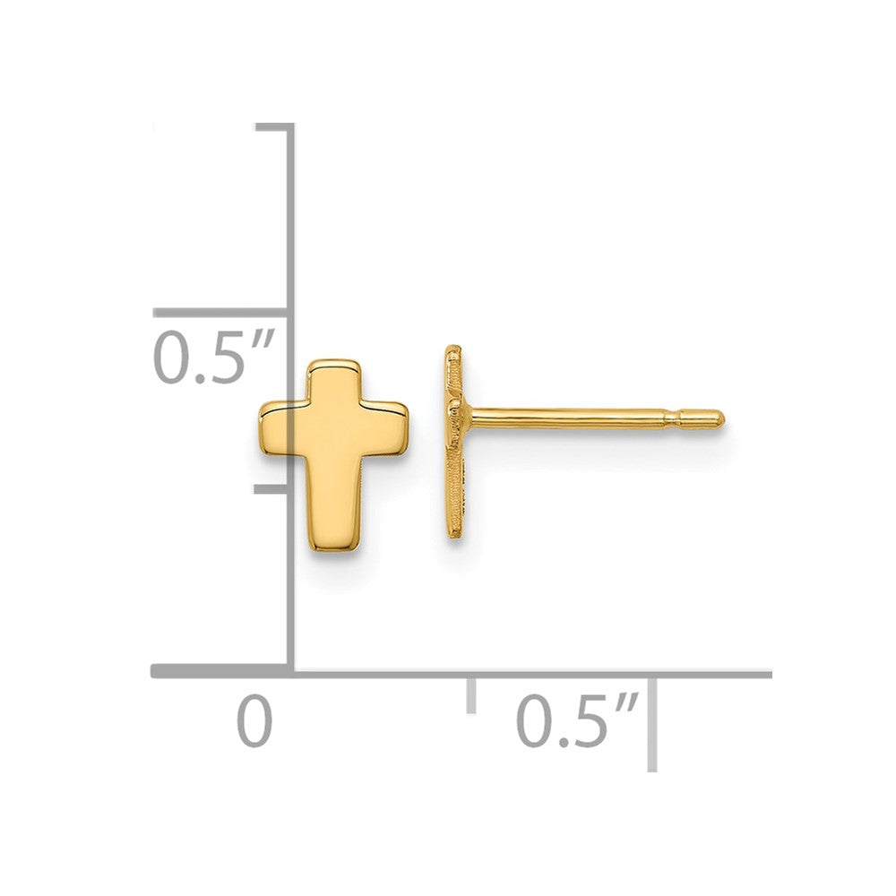14K Yellow Gold Polished Cross Post Earrings