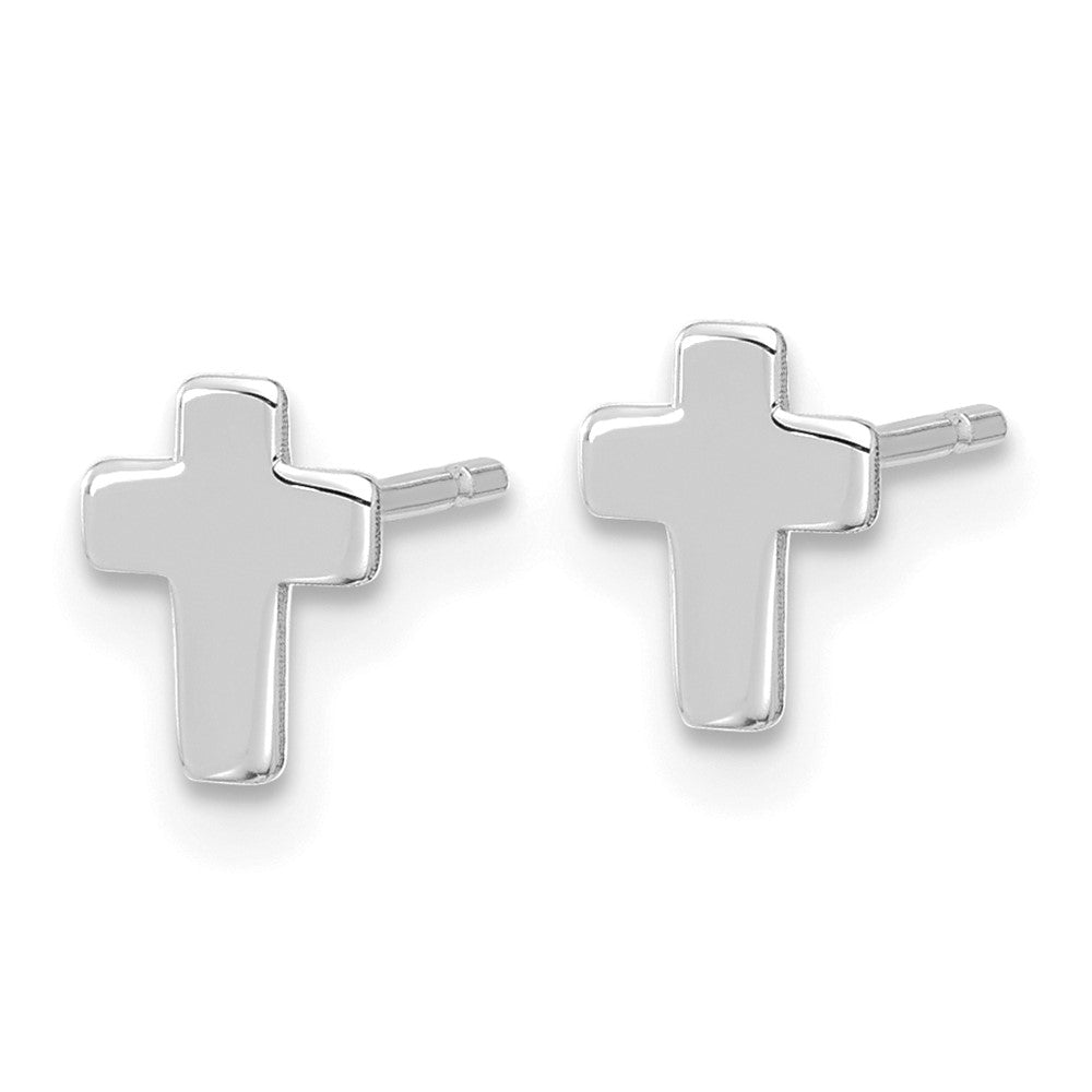 14K White Gold Polished Cross Post Earrings