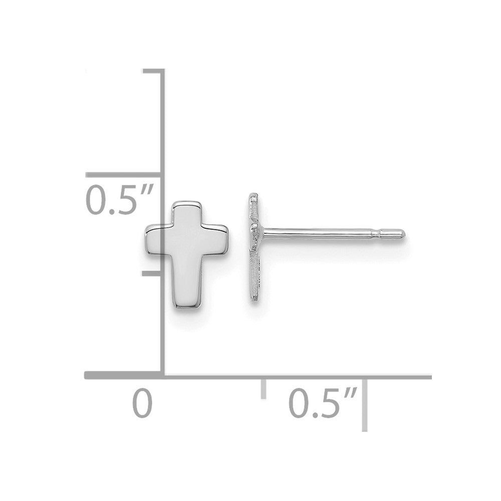 14K White Gold Polished Cross Post Earrings