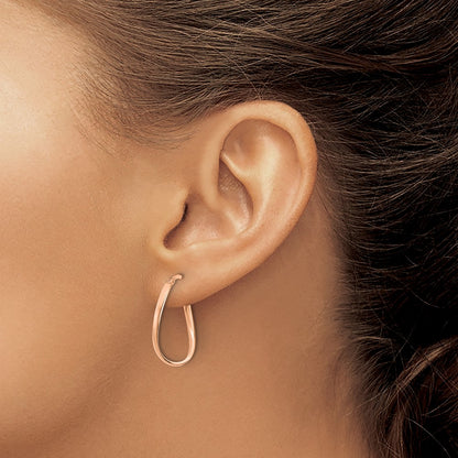 14K Rose Gold Polished 2mm Wavy Hoop Earrings