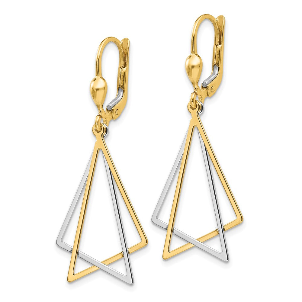 14K Two-Tone Leverback Drop Earrings