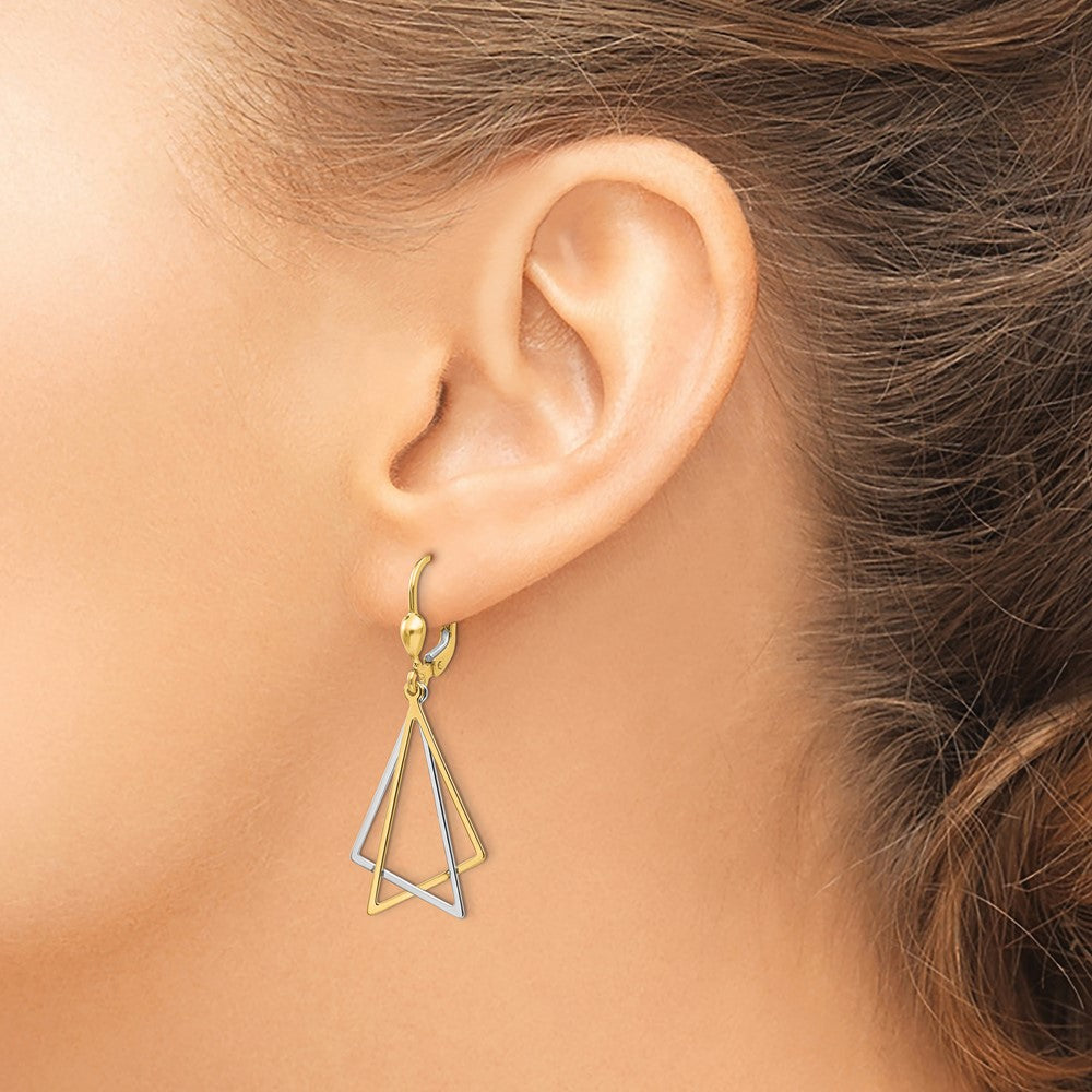 14K Two-Tone Leverback Drop Earrings