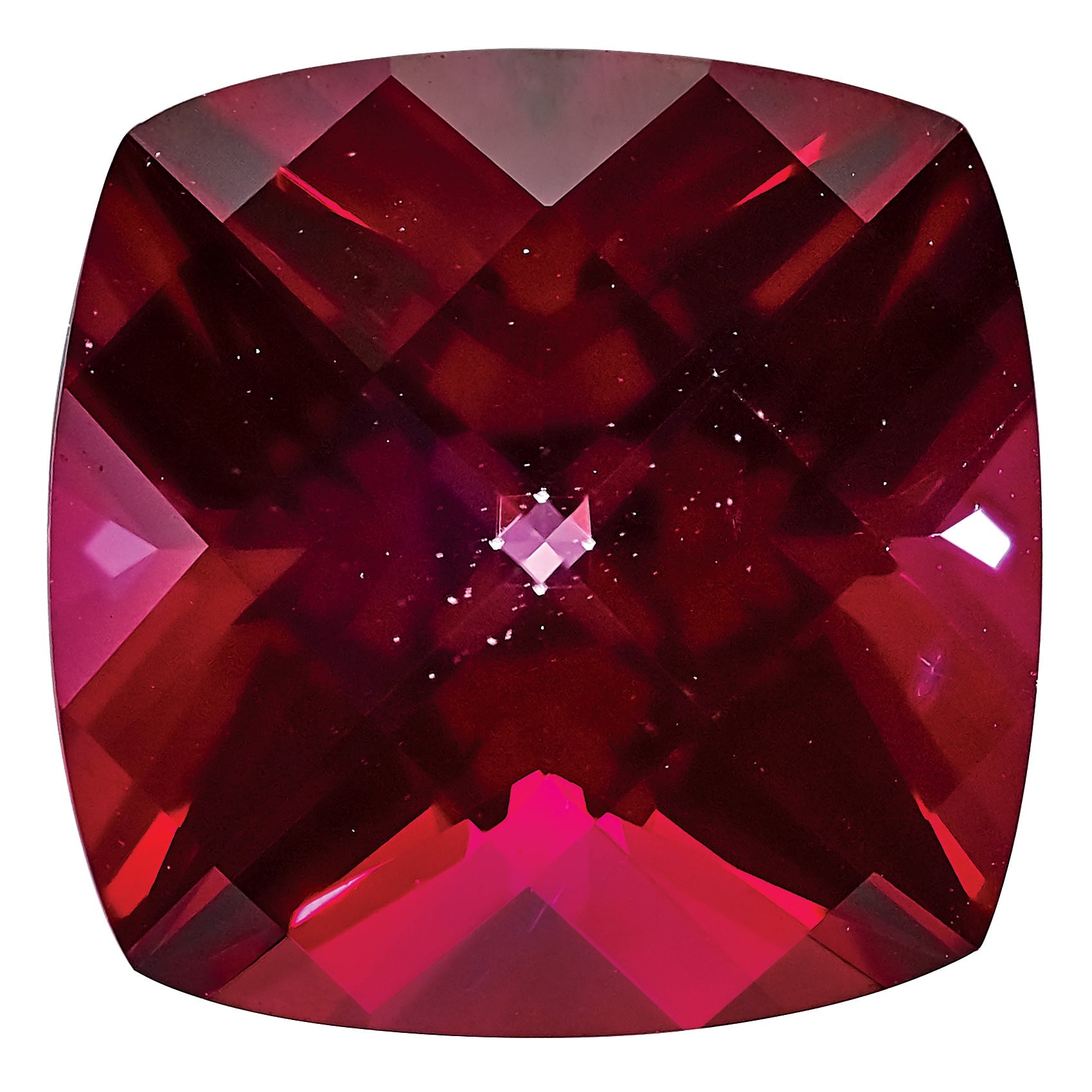 Gemstone Blazing Red Passion Topaz 8mm Antique Cushion Checkerboard