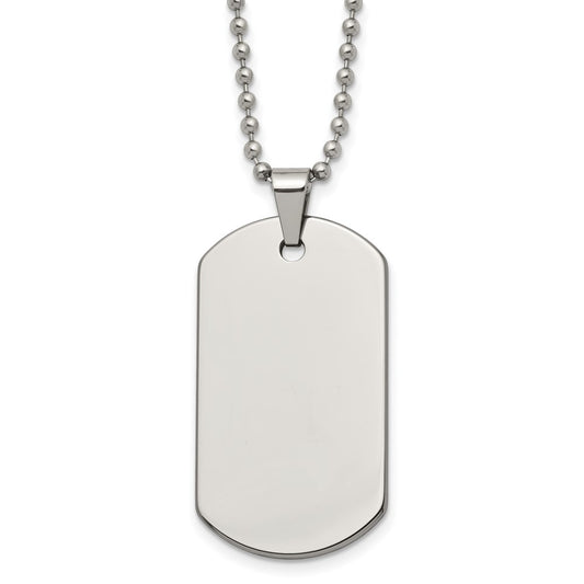 Tungsten Chisel Polished Dog Tag 22 Inch Necklace