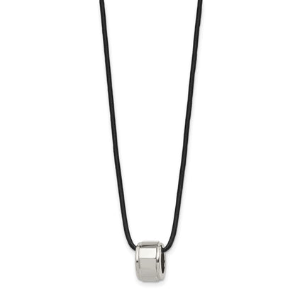 Tungsten Chisel Polished Leather Cord 18 Inch Necklace