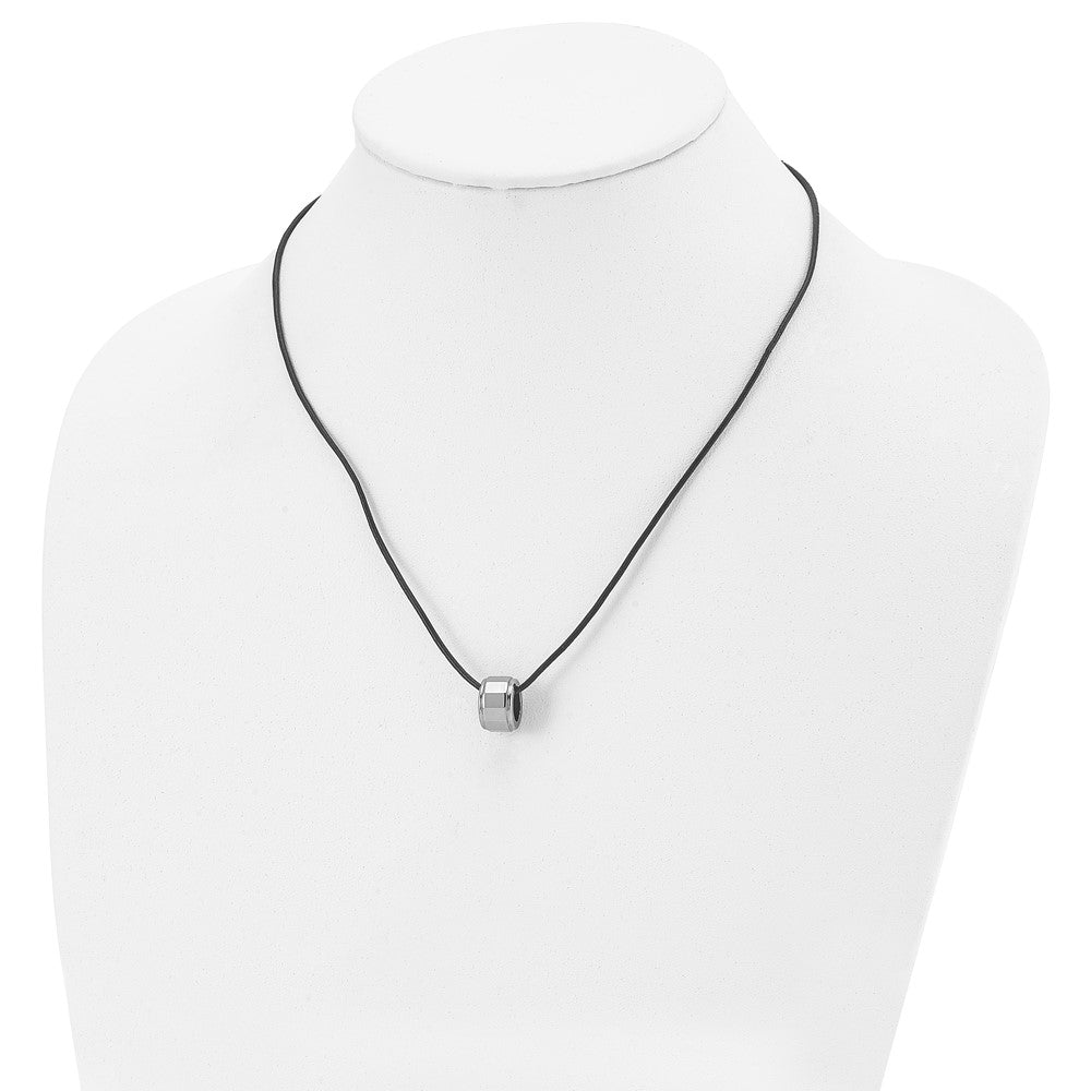 Tungsten Chisel Polished Leather Cord 18 Inch Necklace