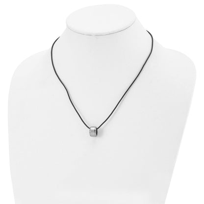 Tungsten Chisel Polished Leather Cord 18 Inch Necklace