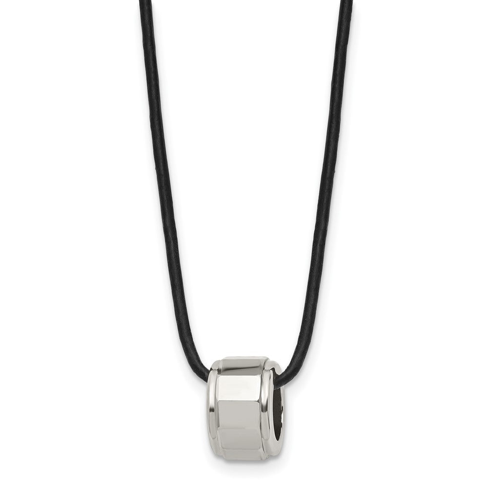 Tungsten Chisel Polished Leather Cord 18 Inch Necklace