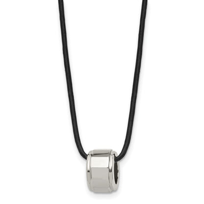 Tungsten Chisel Polished Leather Cord 18 Inch Necklace