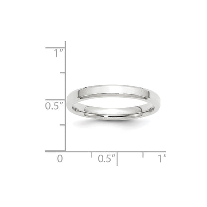 18k White Gold 3mm Beveled Edge Comfort Fit Wedding Band Ring