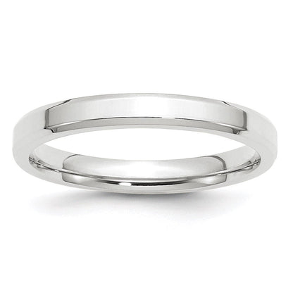 10k White Gold 3mm Beveled Edge Comfort Fit Wedding Band Ring