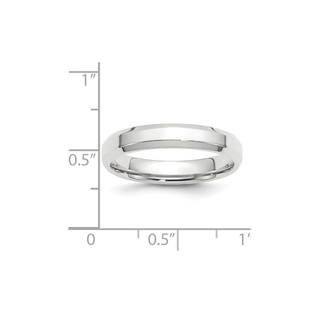 14k White Gold 4mm Beveled Edge Comfort Fit Wedding Band Ring