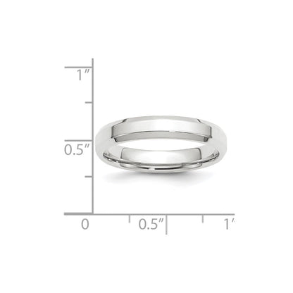 14k White Gold 4mm Beveled Edge Comfort Fit Wedding Band Ring