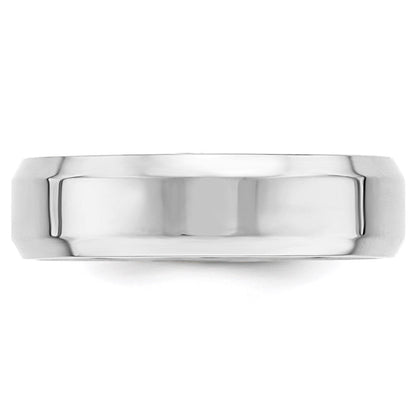 18k White Gold 6mm Beveled Edge Comfort Fit Wedding Band Ring