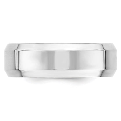 10k White Gold 7mm Beveled Edge Comfort Fit Wedding Band Ring