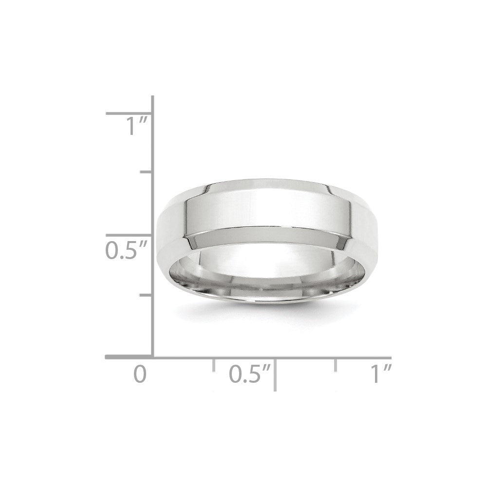 10k White Gold 7mm Beveled Edge Comfort Fit Wedding Band Ring