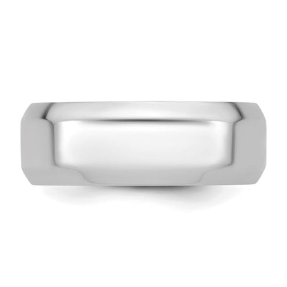18k White Gold 8mm Beveled Edge Comfort Fit Wedding Band Ring