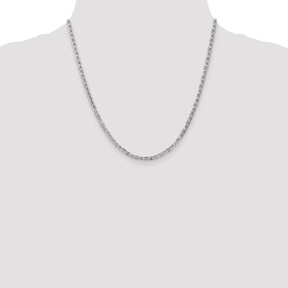 14K White Gold 20 Inch 3mm Concave Anchor With Lobster Clasp Chain Necklace