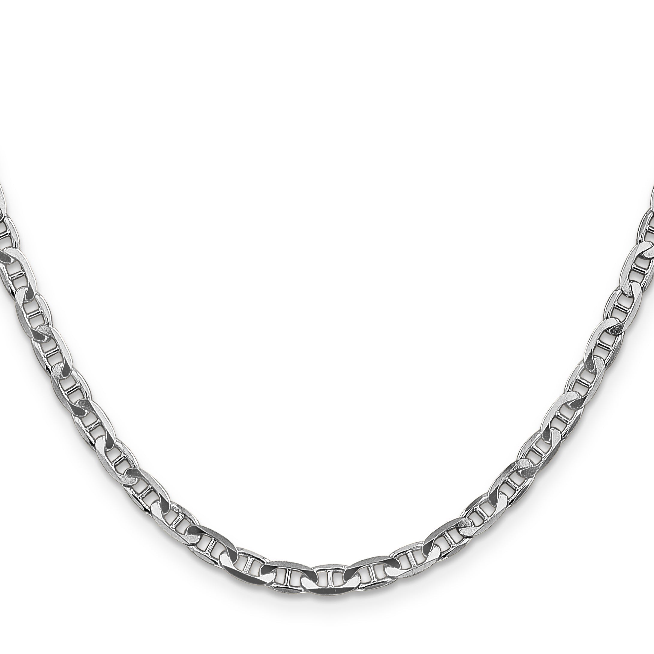 14K White Gold 24 Inch 3.75mm Concave Anchor With Lobster Clasp Chain Necklace