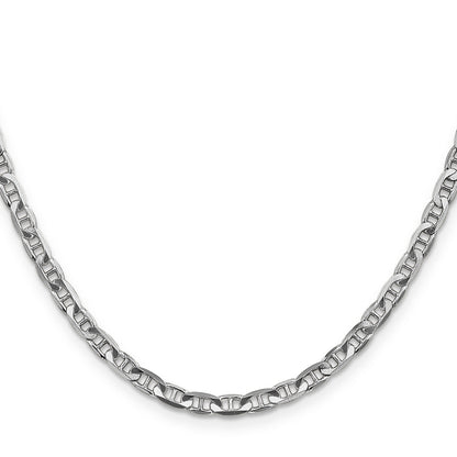 14K White Gold 20 Inch 3.75mm Concave Anchor With Lobster Clasp Chain Necklace
