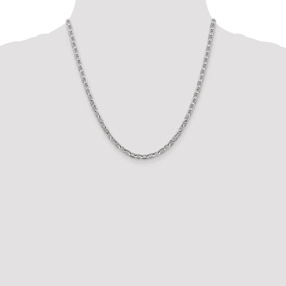 14K White Gold 20 Inch 3.75mm Concave Anchor With Lobster Clasp Chain Necklace