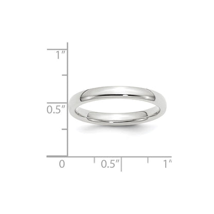 14k White Gold 3mm Standard Weight Comfort Fit Wedding Band Ring