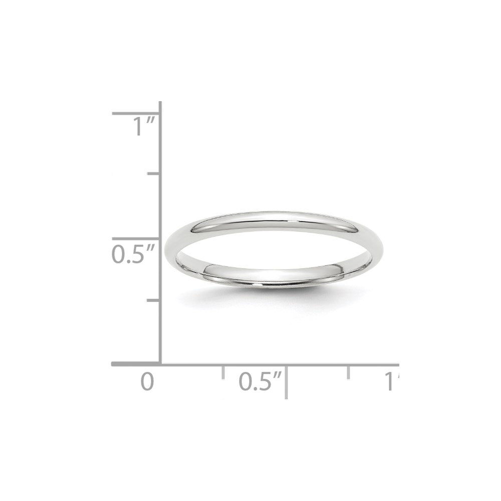 14k White Gold 2mm Lightweight Comfort Fit Wedding Band Ring