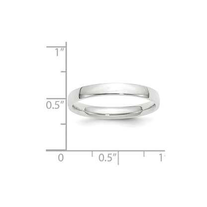 18k White Gold 3mm Lightweight Comfort Fit Wedding Band Ring