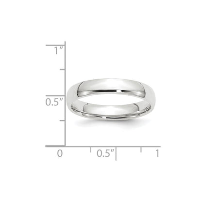 18k White Gold 4mm Lightweight Comfort Fit Wedding Band Ring