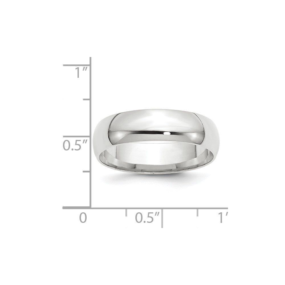 14k White Gold 6mm Lightweight Comfort Fit Wedding Band Ring