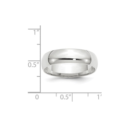 18k White Gold 6mm Lightweight Comfort Fit Wedding Band Ring