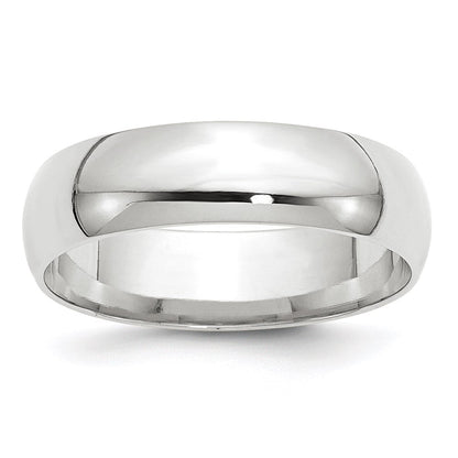 14k White Gold 6mm Lightweight Comfort Fit Wedding Band Ring