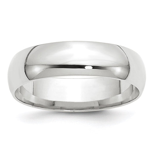 18k White Gold 6mm Lightweight Comfort Fit Wedding Band Ring