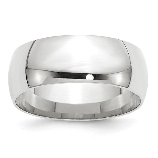 18k White Gold 8mm Lightweight Comfort Fit Wedding Band Ring