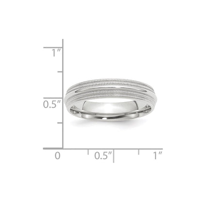 18k White Gold 5mm Double Milgrain Comfort Fit Wedding Band Ring