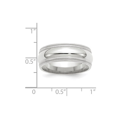10k White Gold 8mm Double Milgrain Comfort Fit Wedding Band Ring
