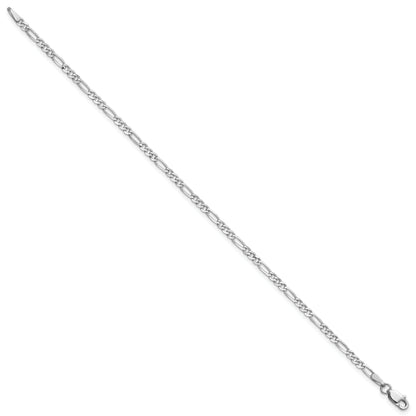 14K White Gold 10 Inch 2.25mm Flat Figaro With Lobster Clasp Anklet
