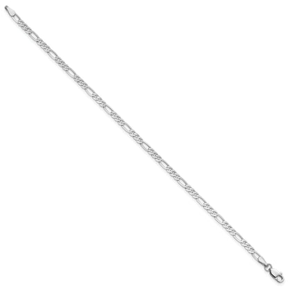 14K White Gold 9 Inch 2.75mm Flat Figaro With Lobster Clasp Anklet