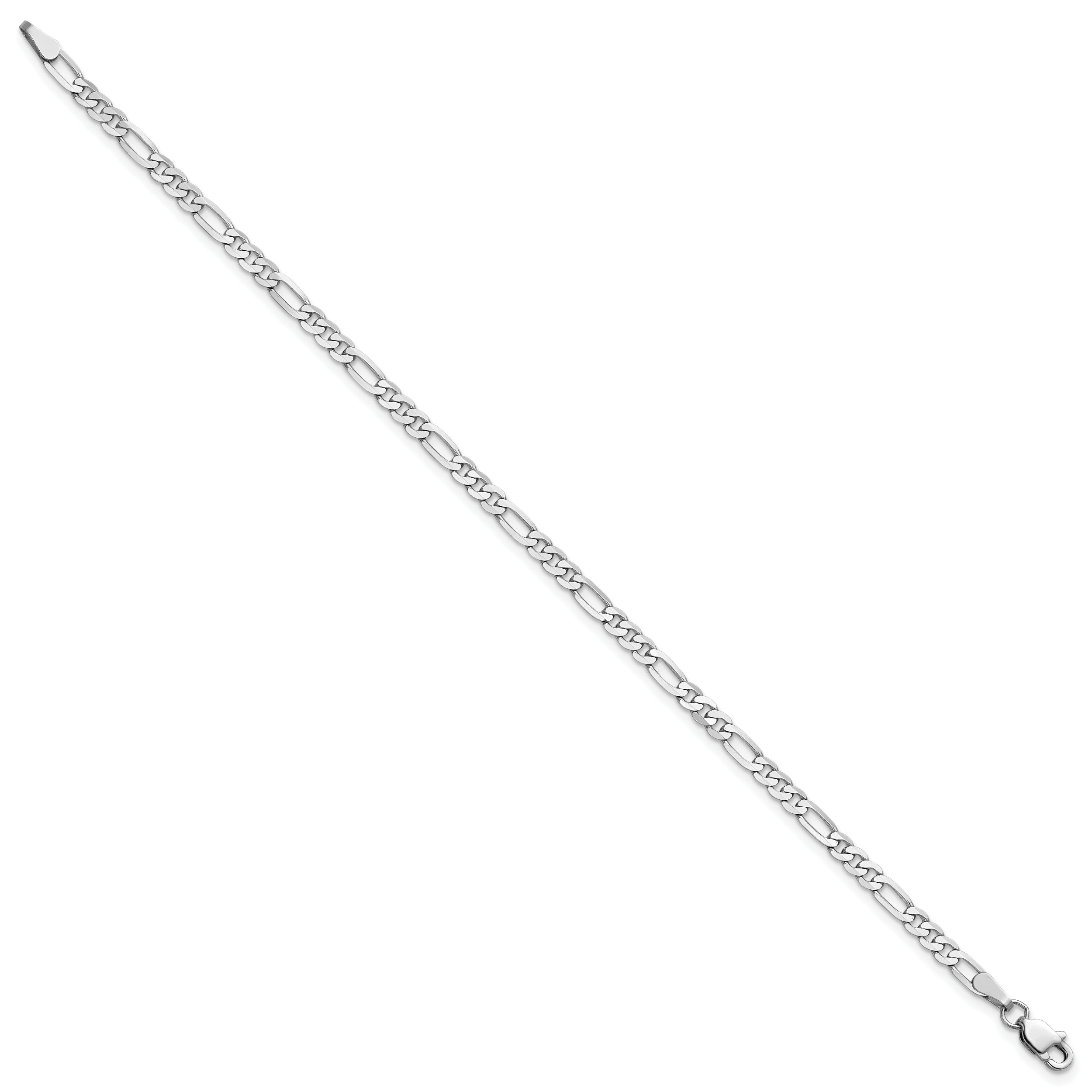 14K White Gold 9 Inch 3mm Flat Figaro With Lobster Clasp Anklet