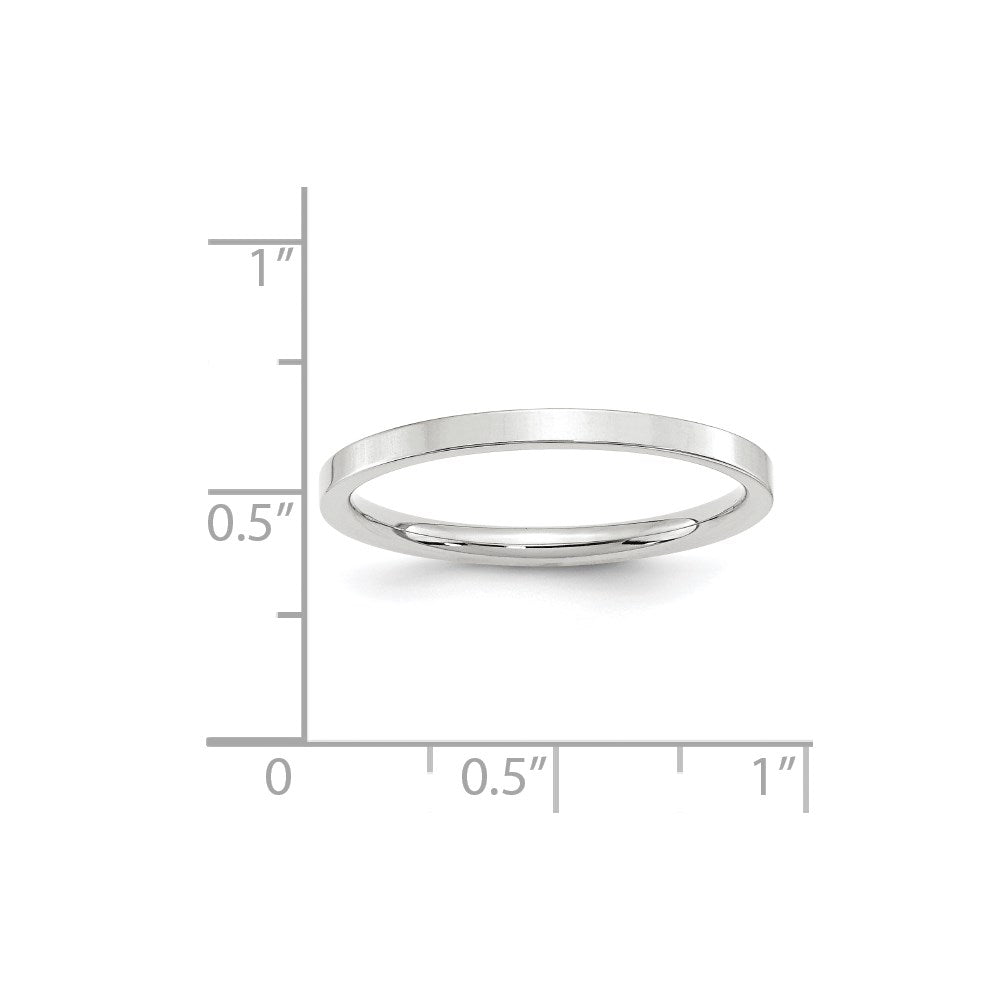 14k White Gold 2mm Standard Weight Flat Comfort Fit Wedding Band Ring