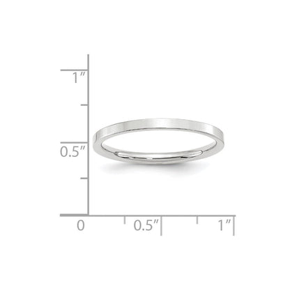 14k White Gold 2mm Standard Weight Flat Comfort Fit Wedding Band Ring