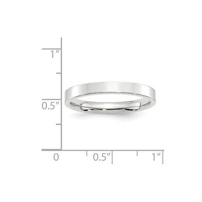14k White Gold 3mm Standard Weight Flat Comfort Fit Wedding Band Ring