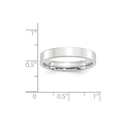 14k White Gold 4mm Standard Weight Flat Comfort Fit Wedding Band Ring