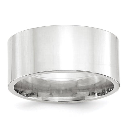 10k White Gold 10mm Standard Weight Flat Comfort Fit Wedding Band Ring