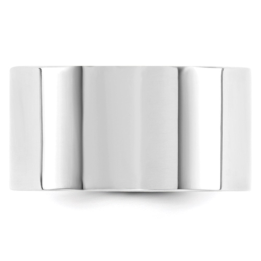 18k White Gold 12mm Standard Weight Flat Comfort Fit Wedding Band Ring