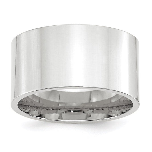 10k White Gold 12mm Standard Weight Flat Comfort Fit Wedding Band Ring