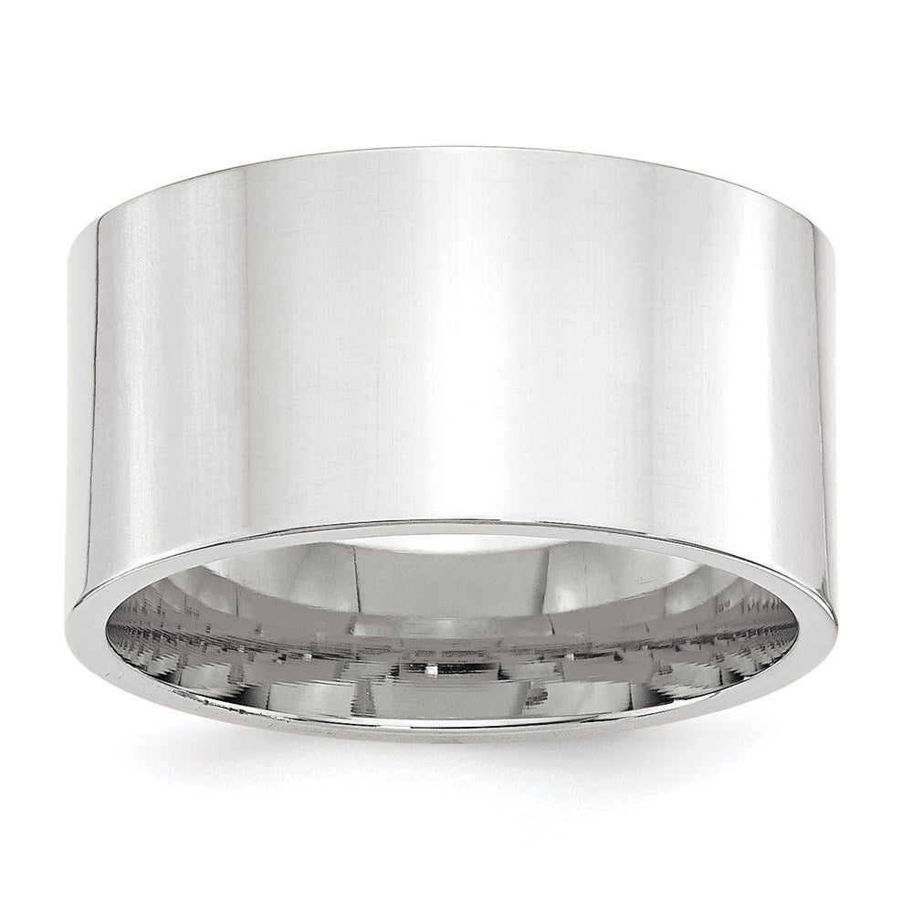 18k White Gold 12mm Standard Weight Flat Comfort Fit Wedding Band Ring