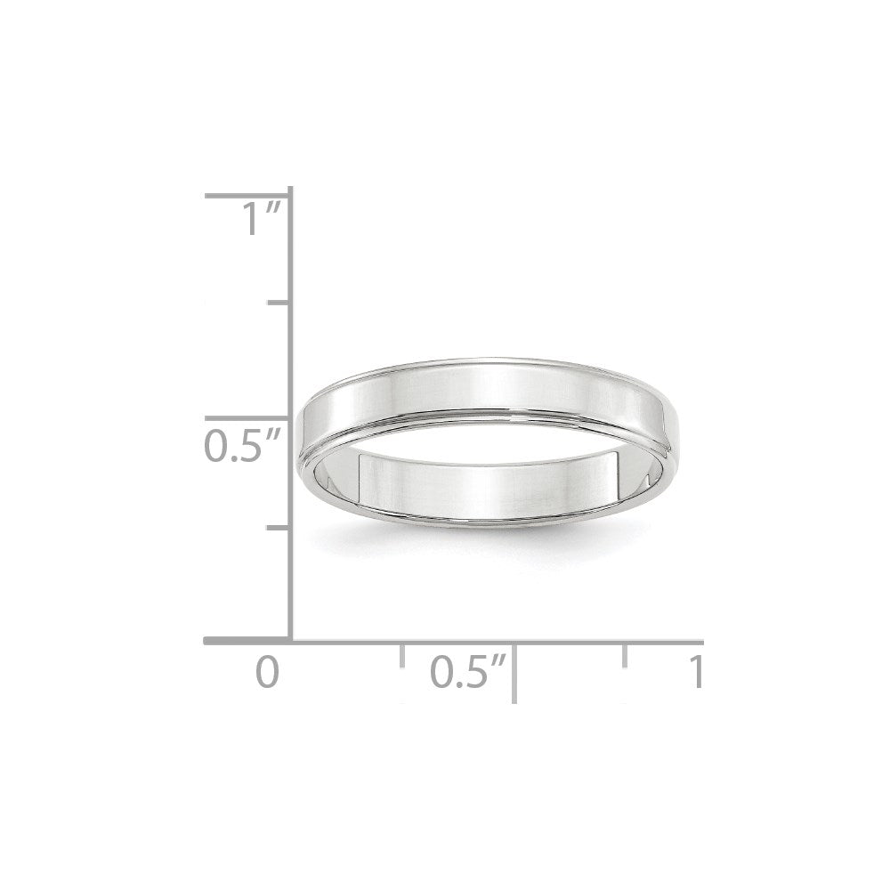 14k White Gold 4mm Flat with Step Edge Wedding Band Ring
