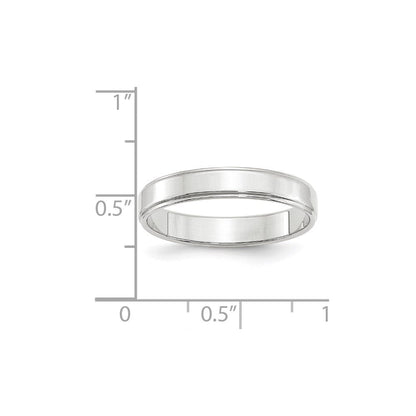 14k White Gold 4mm Flat with Step Edge Wedding Band Ring